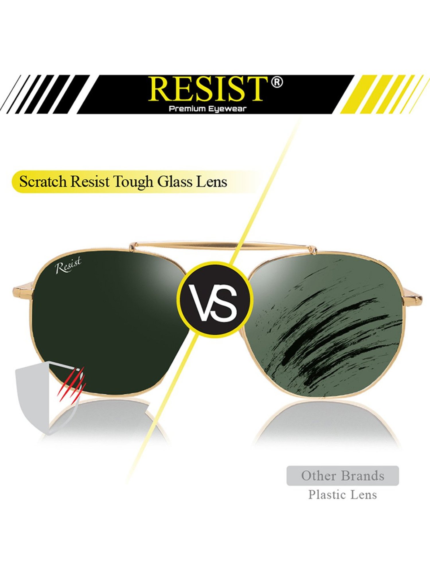 Resist Eyewear Green UV Protection Unisex Sunglasses