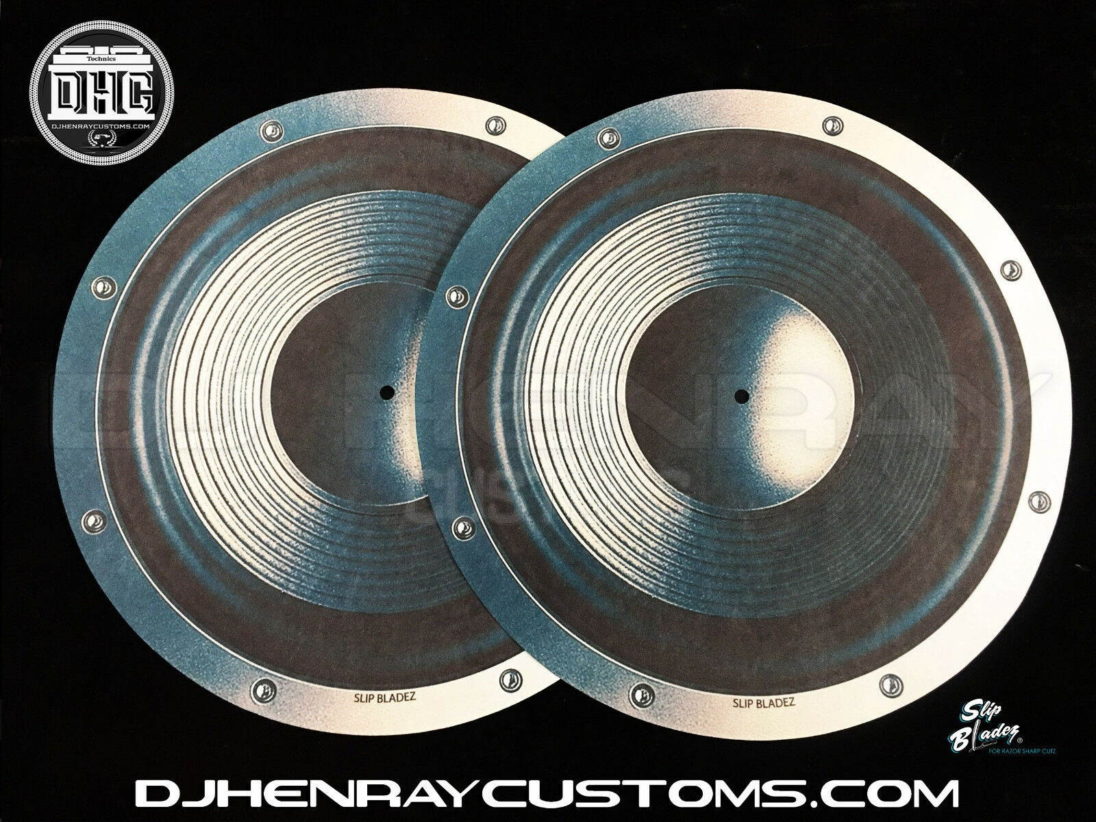 DHC SLIP BLADEZ scratch Dj Slipmats sl1200mk2 mk5 m3d m5g technic speaker woofer