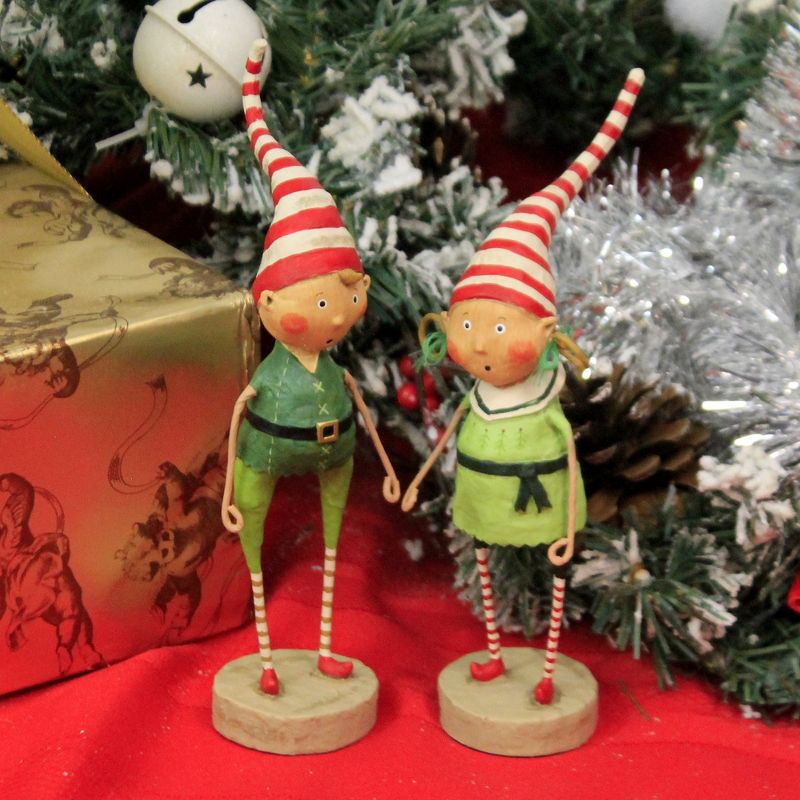 Lori Mitchell 8.0" Tootsie & Tinker Twinkle Christmas Elves Santa Helpers  -  Decorative Figurines