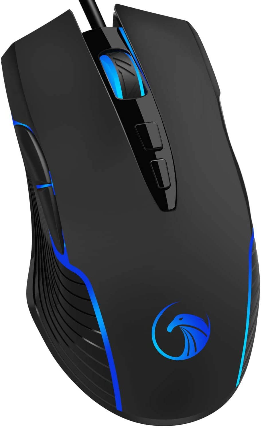 Wired Gaming Mouse, 7200 DPI, 7 Programmable Buttons, LED Backlit, Ergonomic Optical PC, Comfortable Computer Gaming Mice for Windows 7/8/10/XP Vista Linux, Black