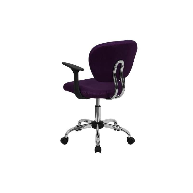 Mid-Back Purple Mesh Padded Swivel Task Office Chair with Chrome Base and Arms