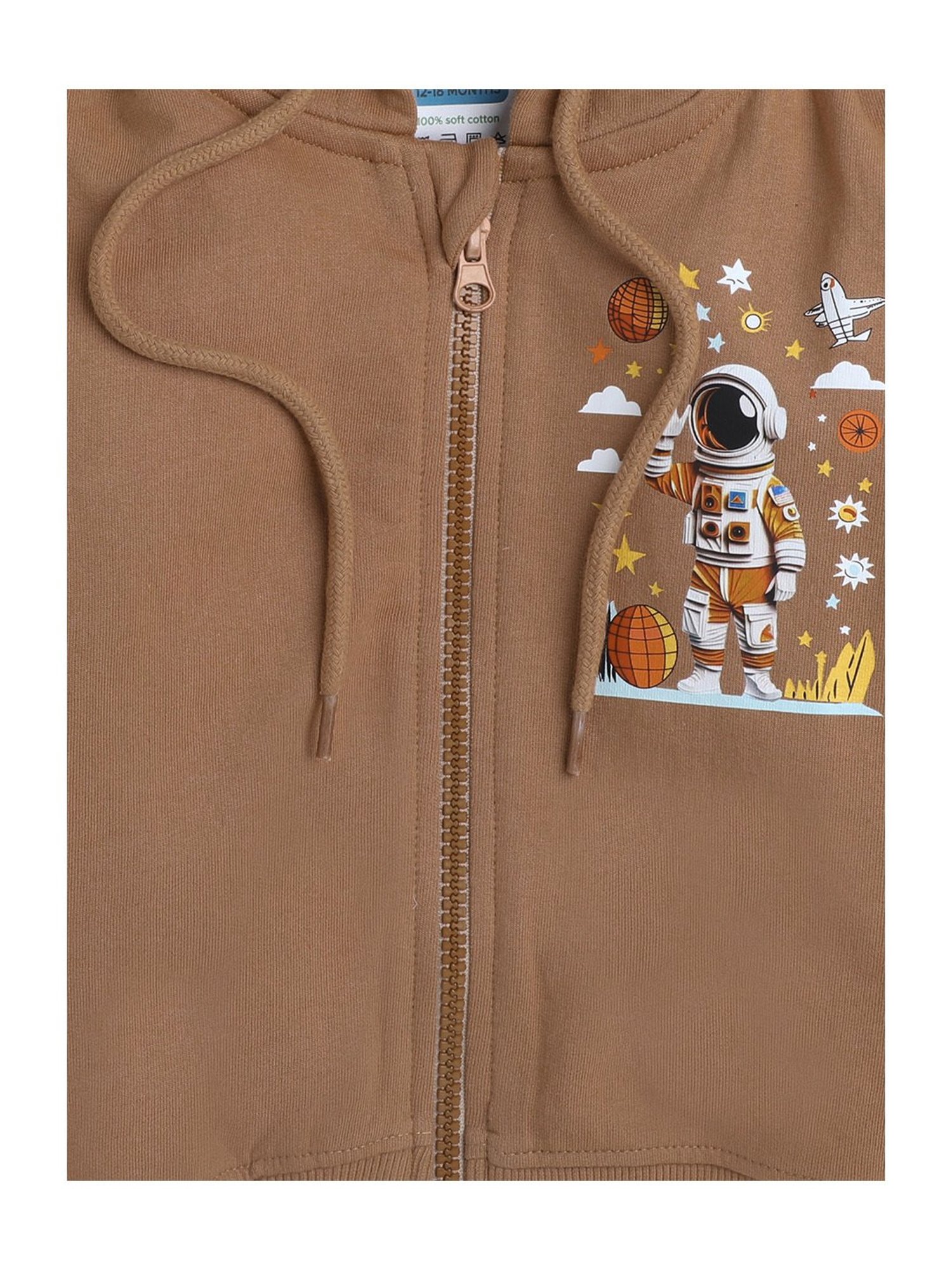 Bumzee Kids Brown Printed Full Sleeves Sweatshirt