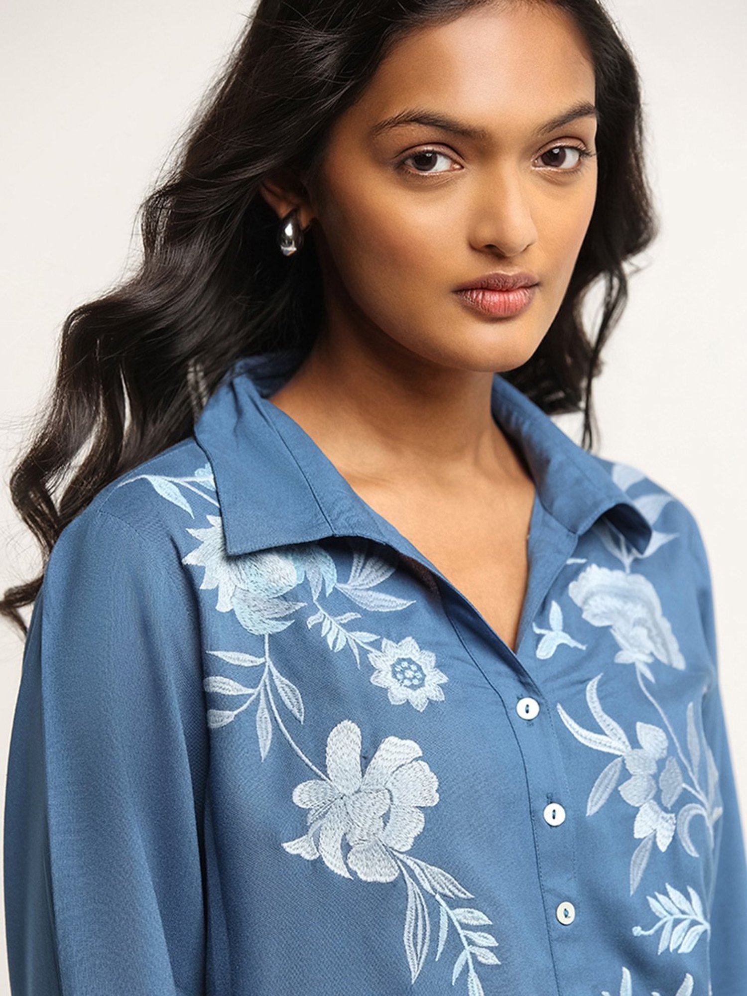 Utsa by Westside Blue Floral Embroidered Kurti