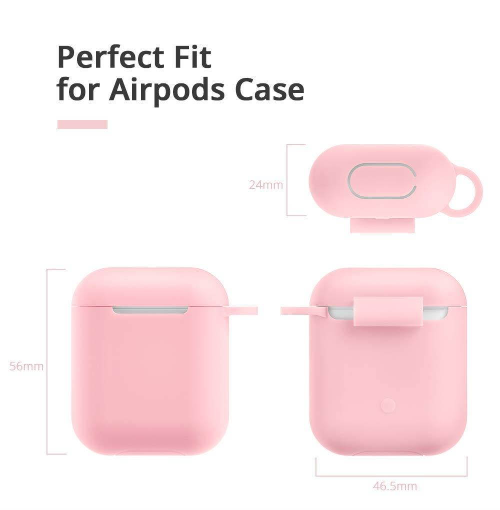 Airpods Case - BlUEWIND Drop Proof Air Pods Protective Case Cover Silicone Skin, Cute Fur Ball Airpods Keychain/Strap, Apple Airpods Accessories, Best Gift for Girls and Women, Pink