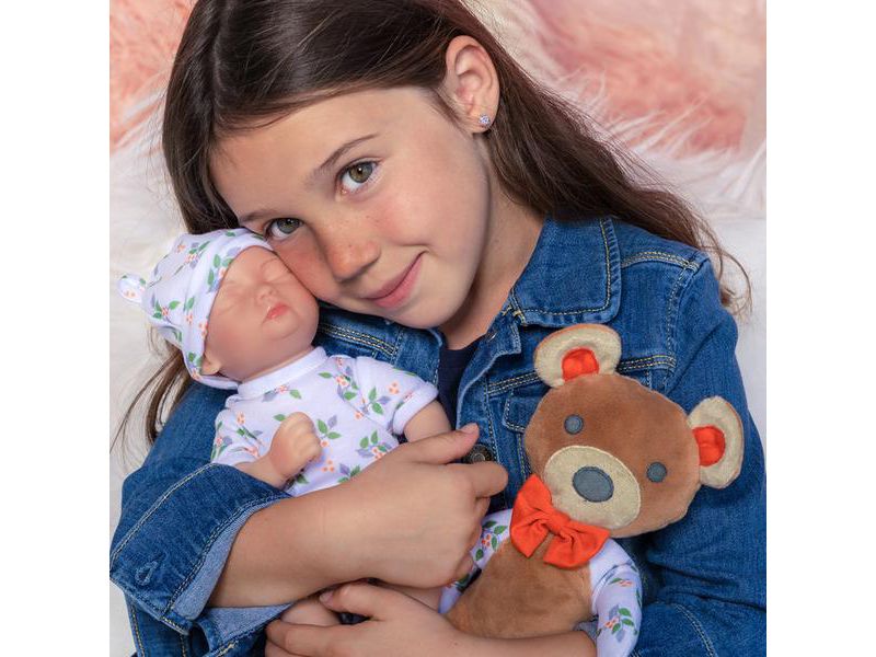 Paradise Galleries Sleeping Tiny Reborn Baby Doll 12 inch - Bitsy Baby Bear Hugs, Full Vinyl Arms & Legs, 4-Piece Gift Set, Safety Tested for 3+