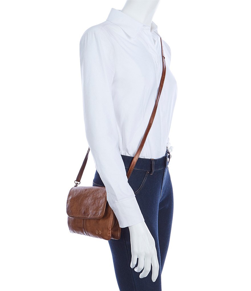 Bed Stu Ziggy Flap Closure Tanned Leather Crossbody Bag