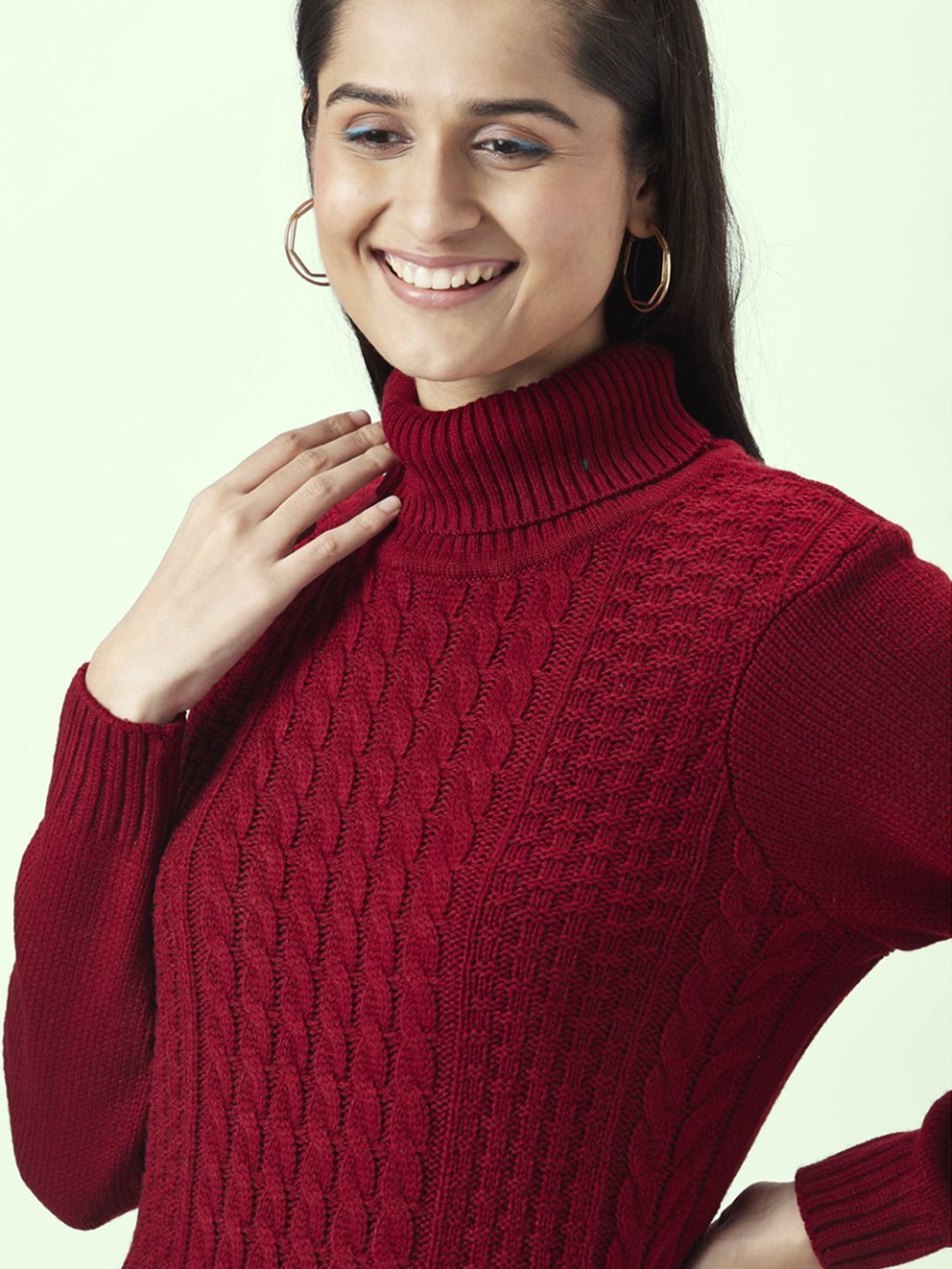 Honey by Pantaloons Red Self Pattern Sweater