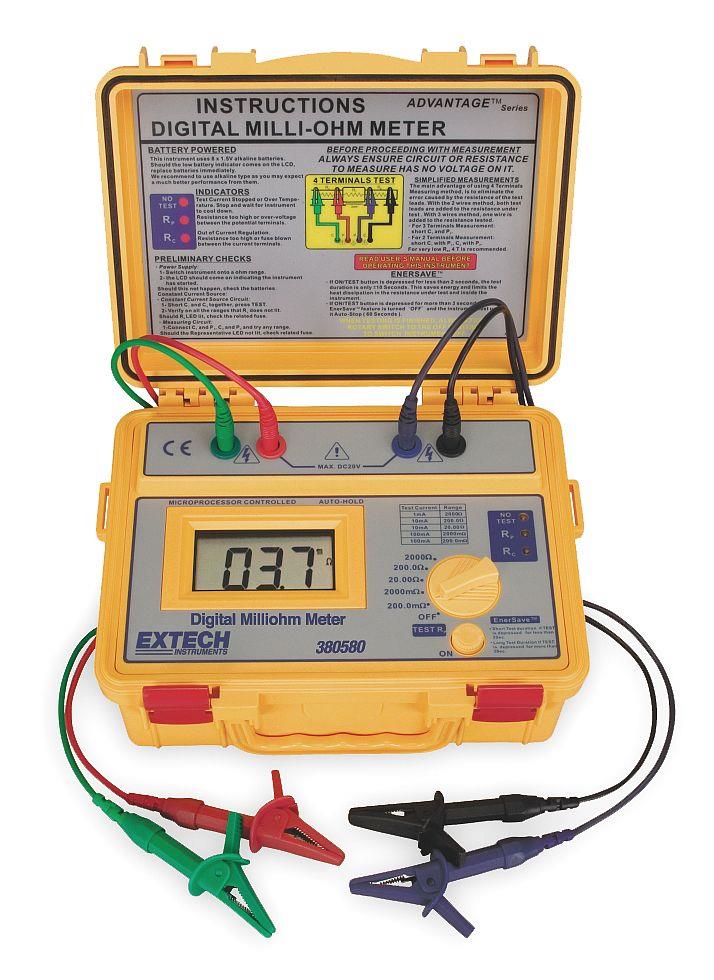 Extech Milli Ohm Meter, 200m Ohms-2000 Ohms  380580
