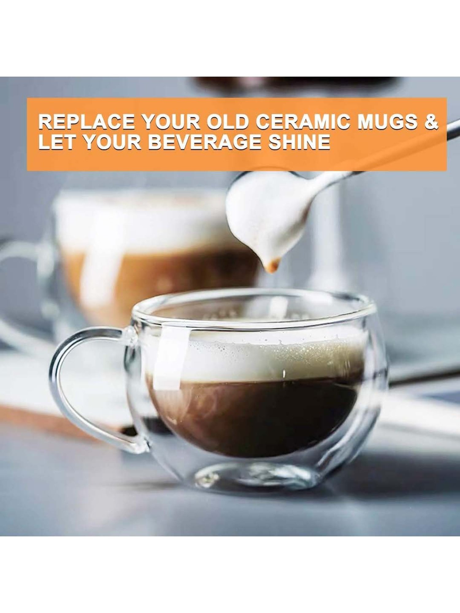 Femora Transparent Glass 9.7 cm Tea Cup (0.3 L) - Set of 6