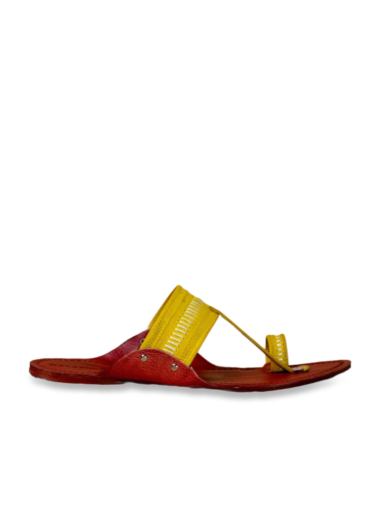 Kalapuri Men's Red Kolhapuri Sandals
