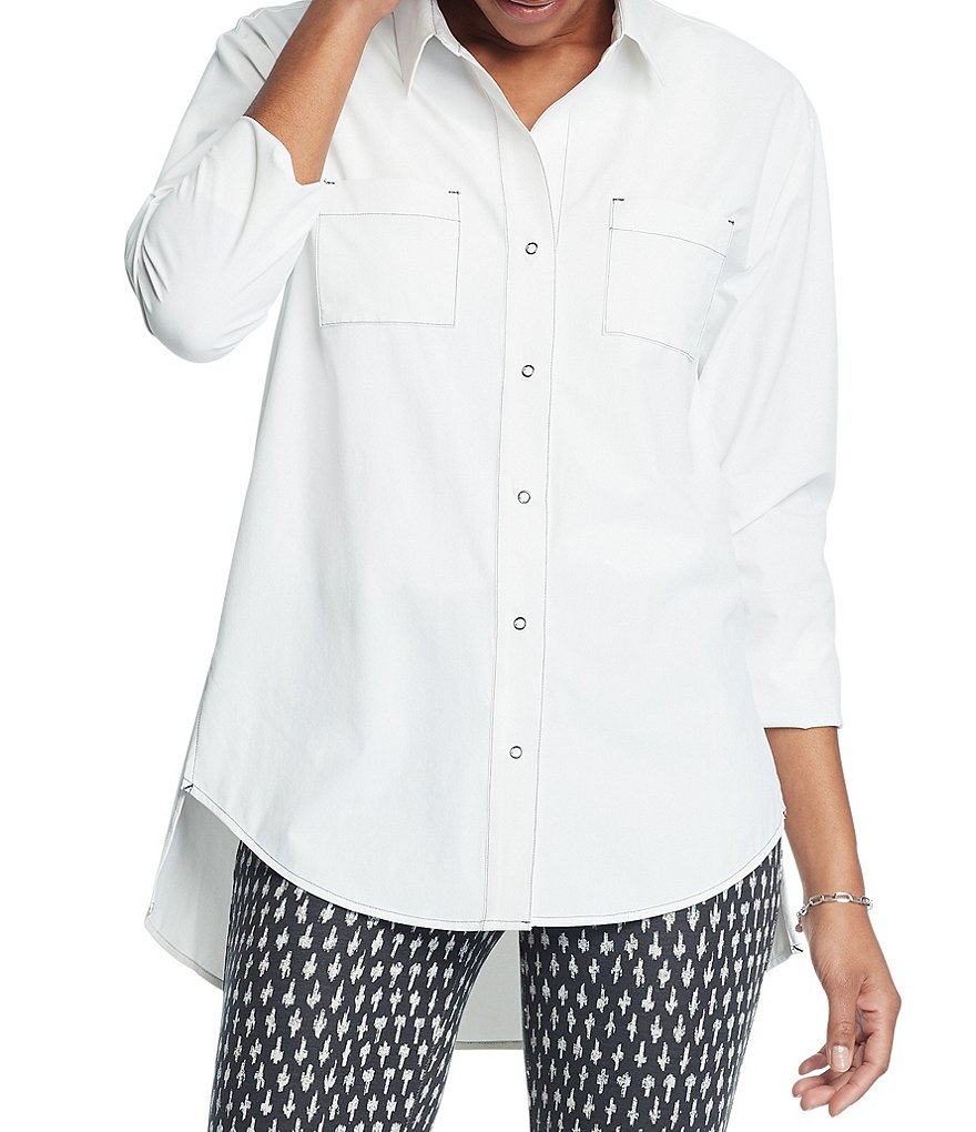 NIC + ZOE Long Sleeve Wrinkle Resistant Tech Stretch Button Front Shirt
