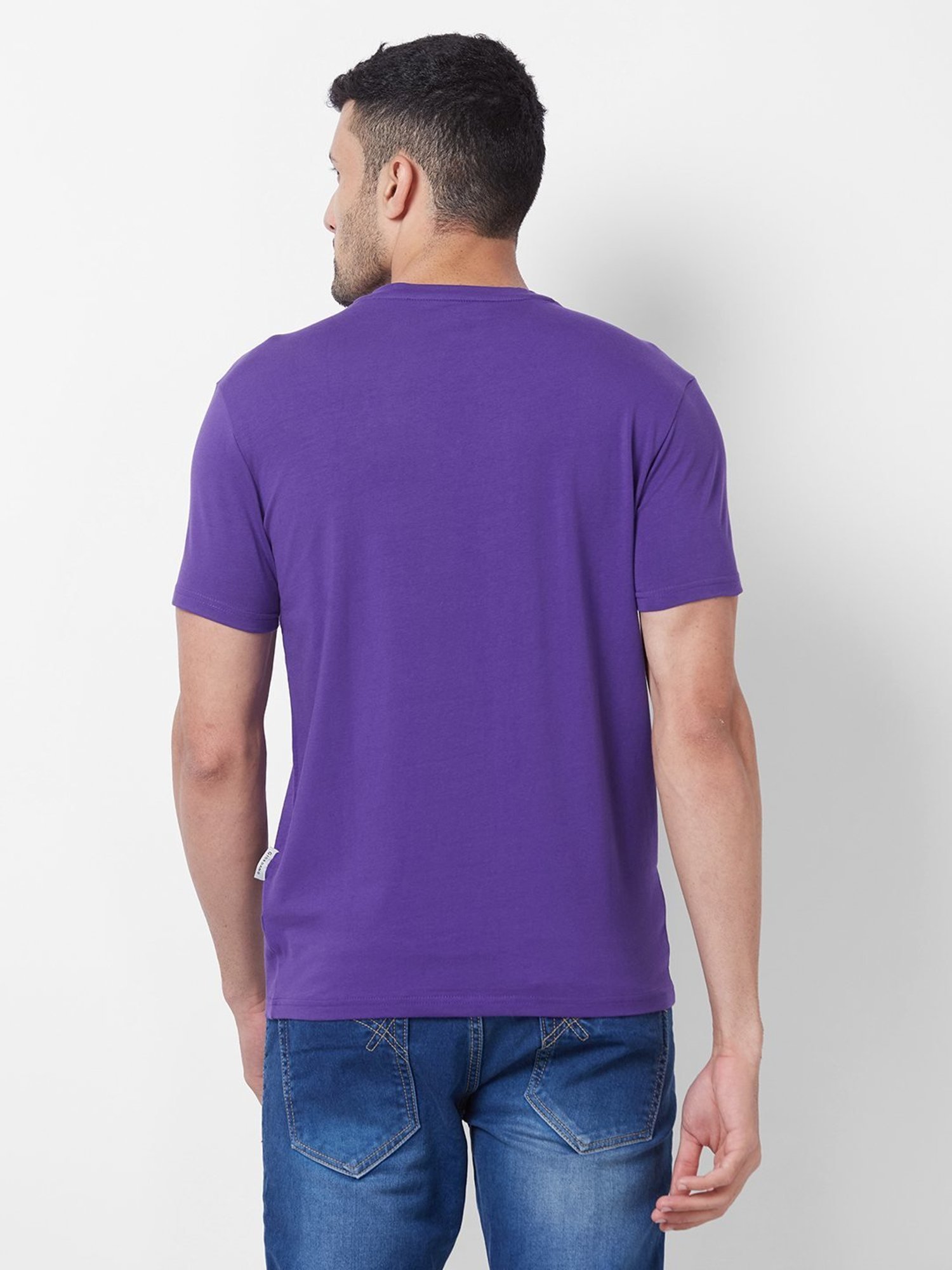 Giordano Purple Cotton Slim Fit T-Shirt