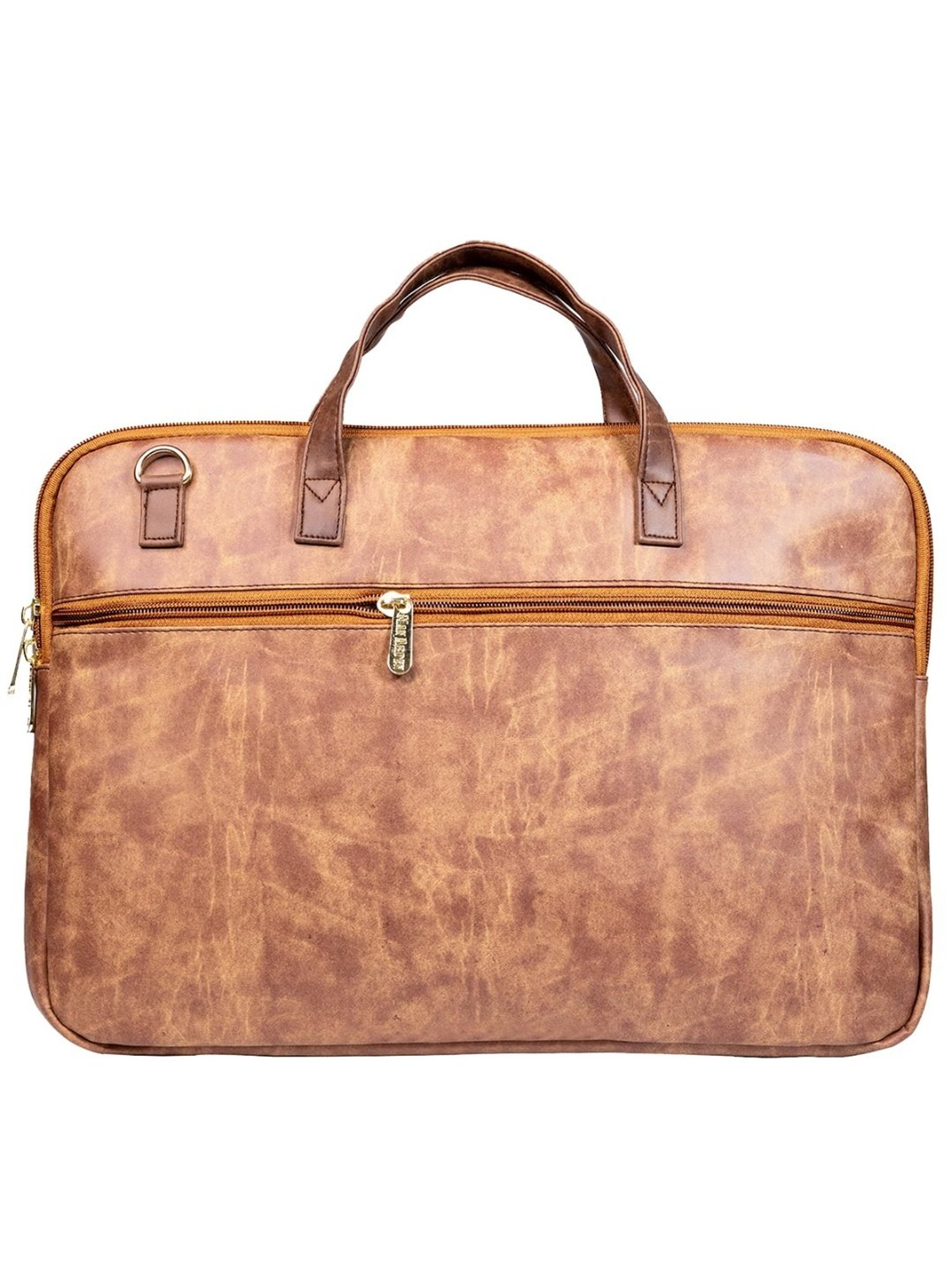 Man Arden Tan Faded 14 inch Medium Leather Laptop Bag