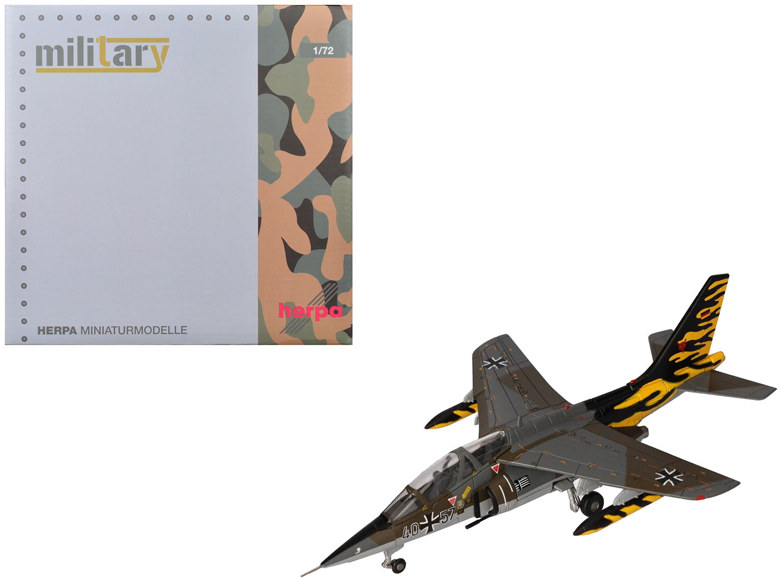 Dassault Alpha Jet A Aircraft "40+57 Fighter-Bomber Wing 43 JaboG 43 Oldenburg Air Base NATO Tiger Meet 1991" German Luftwaffe "Military" Series 1/72 Diecast Model Airplane by Herpa
