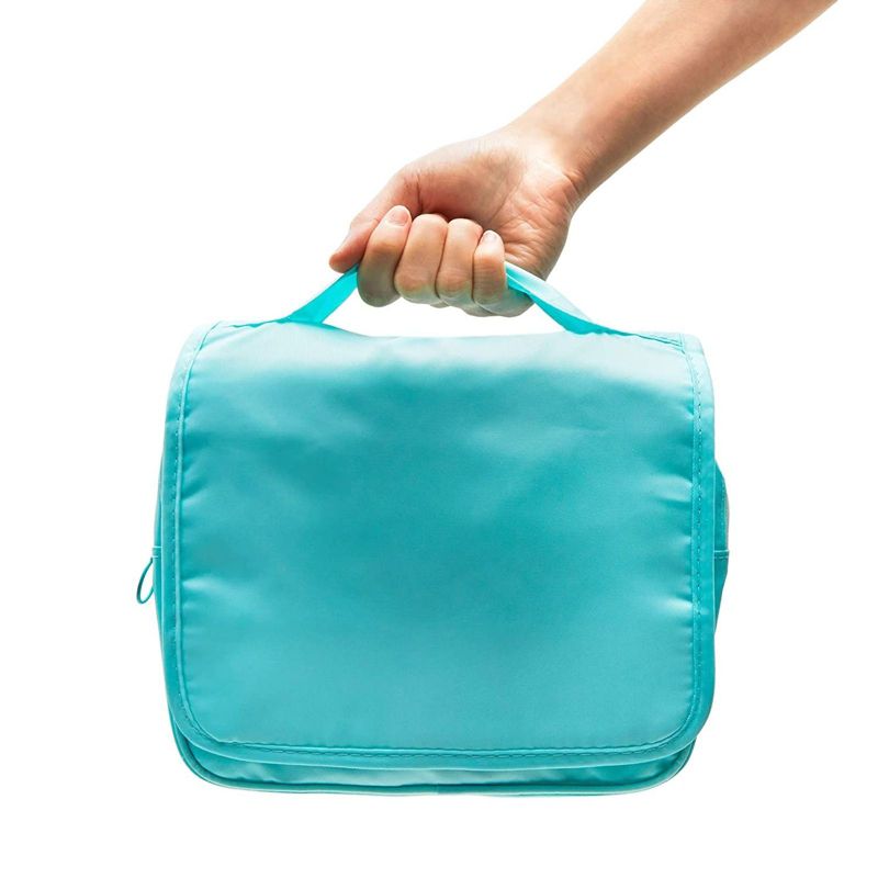 Hanging Travel Toiletry Bag for Men Women, Portable Storage Organizer with Hook for Cosmetic Makeup, Bathroom Shower Shampoo, Green