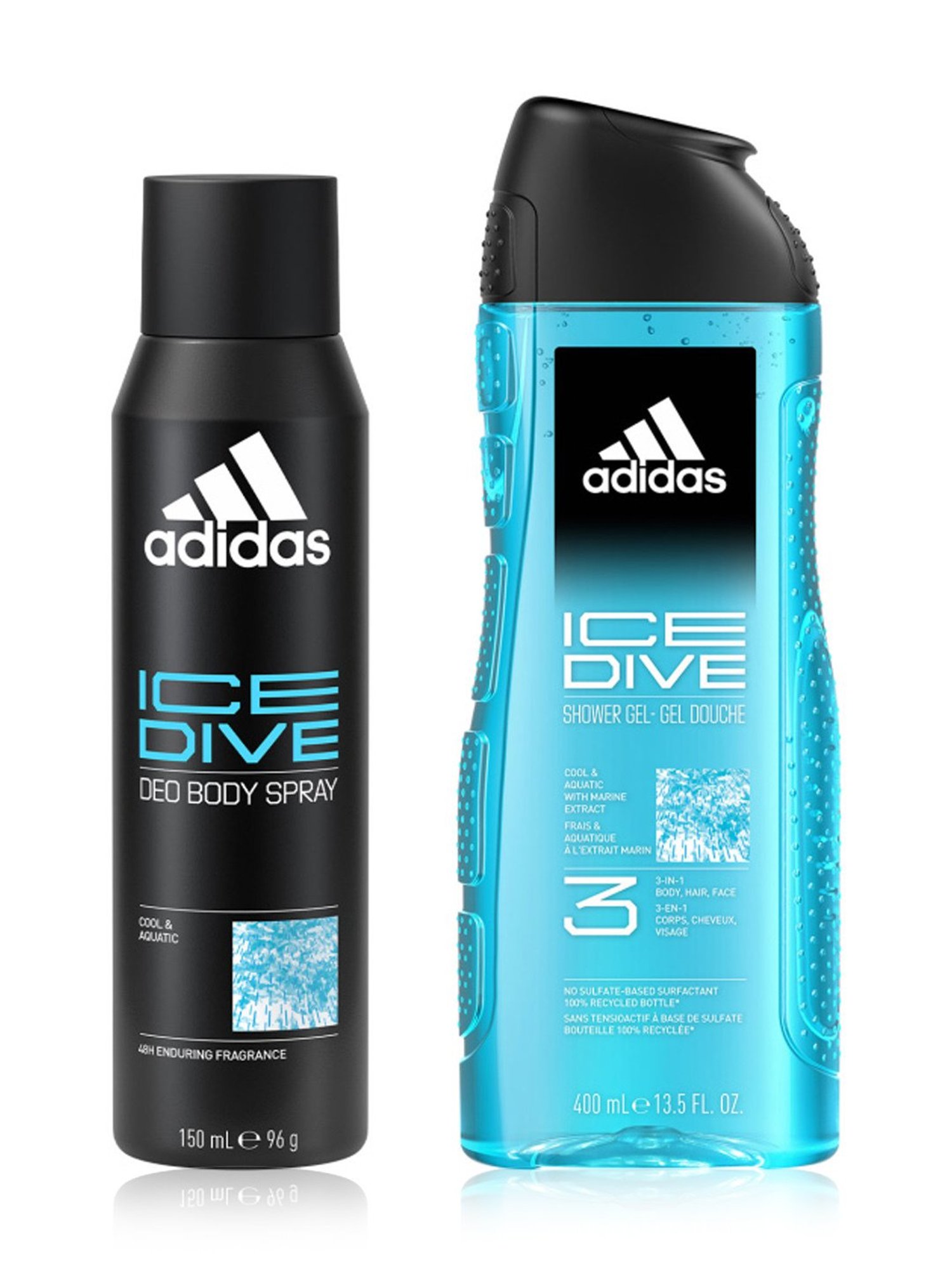 ADIDAS Ice Dive Deo Spray & 3-IN-1 Shower Gel - Pack of 2