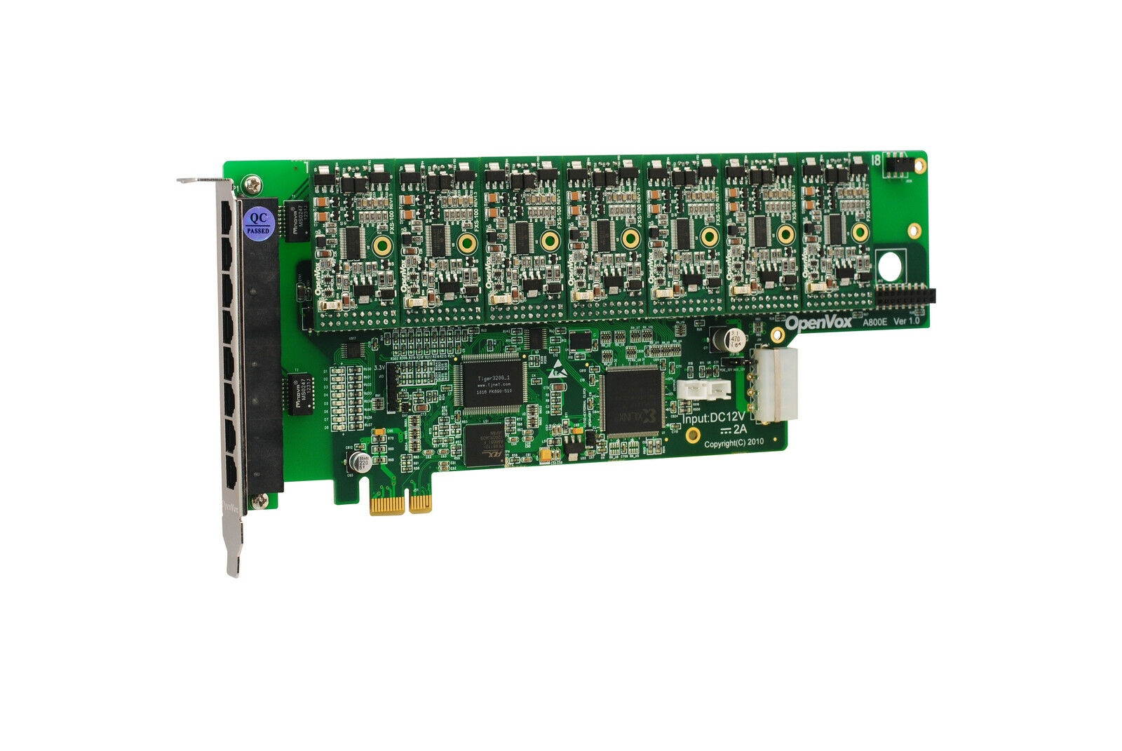 OpenVox A800E70 8 Port Analog PCI-E Base card + 7 FXS + 0 FXO