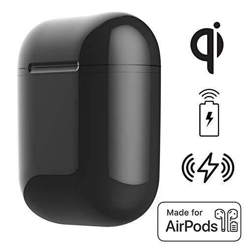 wireless qi charging protective cover  apple airpods case accessory  black requires an existing airpods case + wireless charging pad
