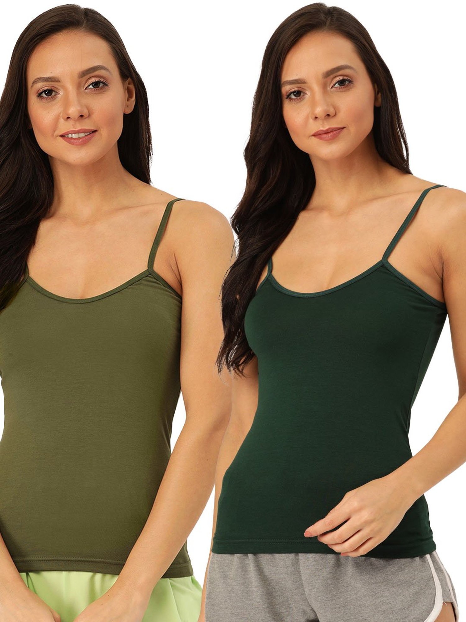 Lady Lyka Multicolor Cotton Camisole (Pack Of 2)