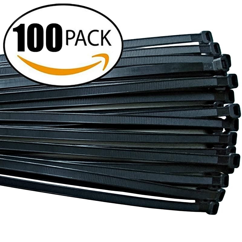 Cable ties 18 inchThick Premium Heavy Duty 100 Piece Value Pack of Black Nylon Zip Ties by  175 Pounds Tensile Strength Indoor Outdoor UV Resistant