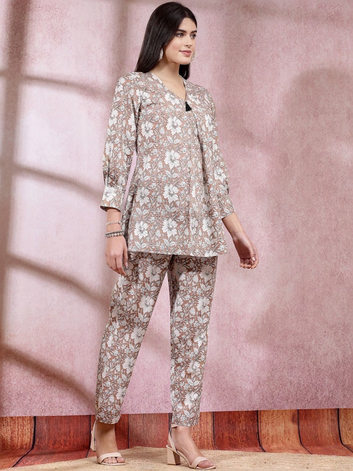 Melon by PlusS Blue Printed Shirt Pant Set