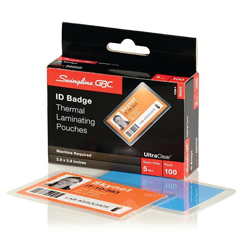 GBC Laminating Sheets Thermal Laminating Pouches ID Card Size 5 Mil HeatSeal UltraClear 100 Pack 56005