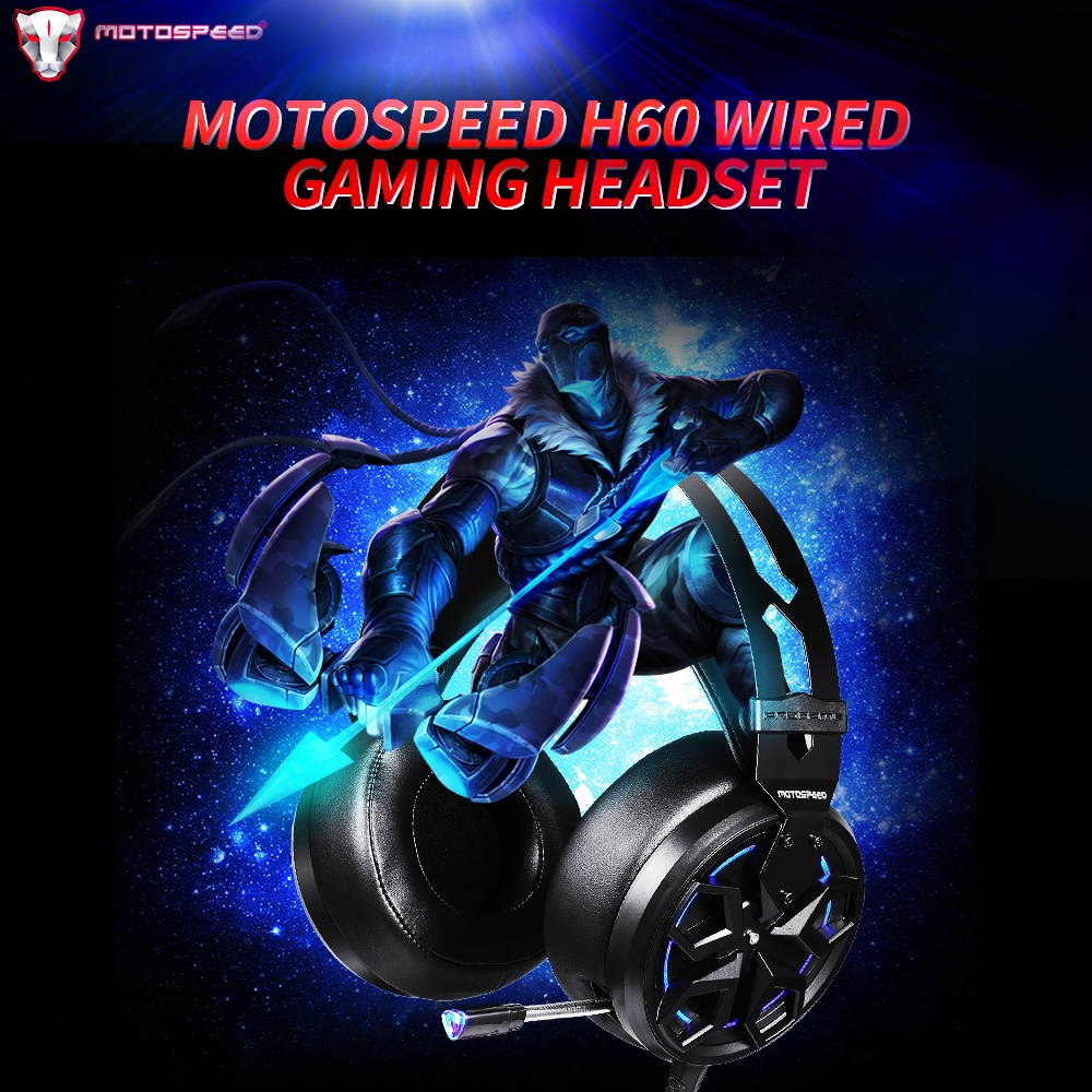 Motospeed H60 Wired Gaming Headset 7.1-channel 3D Virtual Sound Effect Headset with 50mm Driver Unit Noise Reduction Microphone