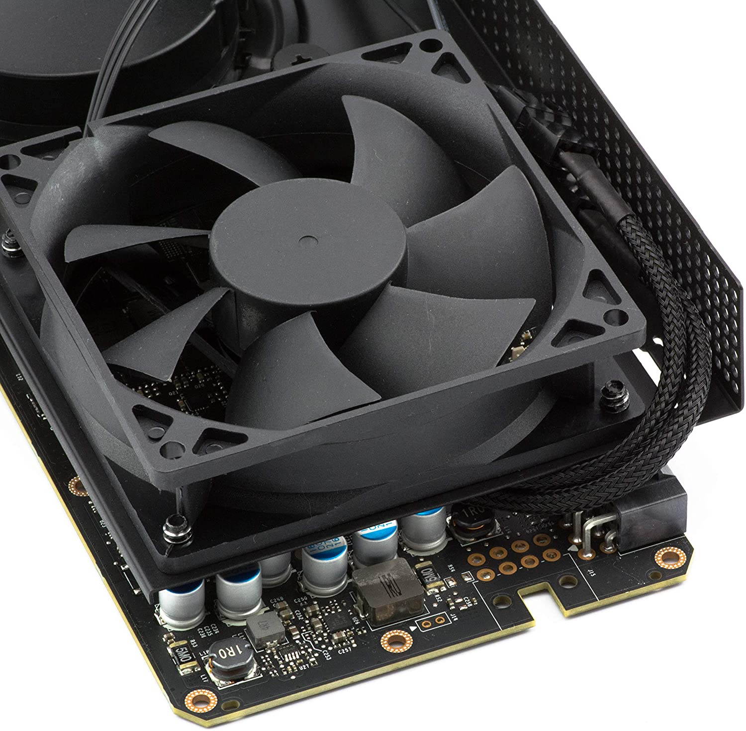 4-Pin PWM GPU Dual Fan Splitter Adapter Cable All Black Sleeved for Graphics Cards