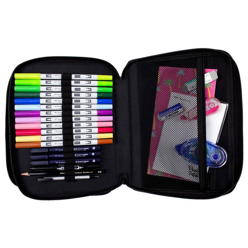 Zippered Marker Storage Case 54 Slots Black - Tombow