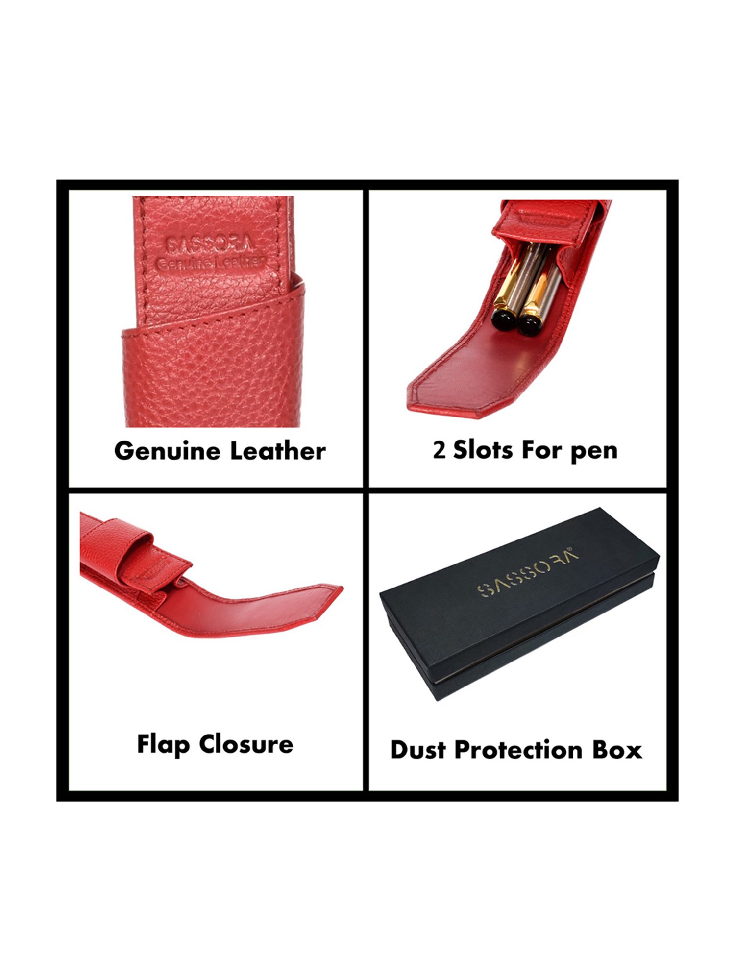 SASSORA Gamy Red Leather Small Pen Case