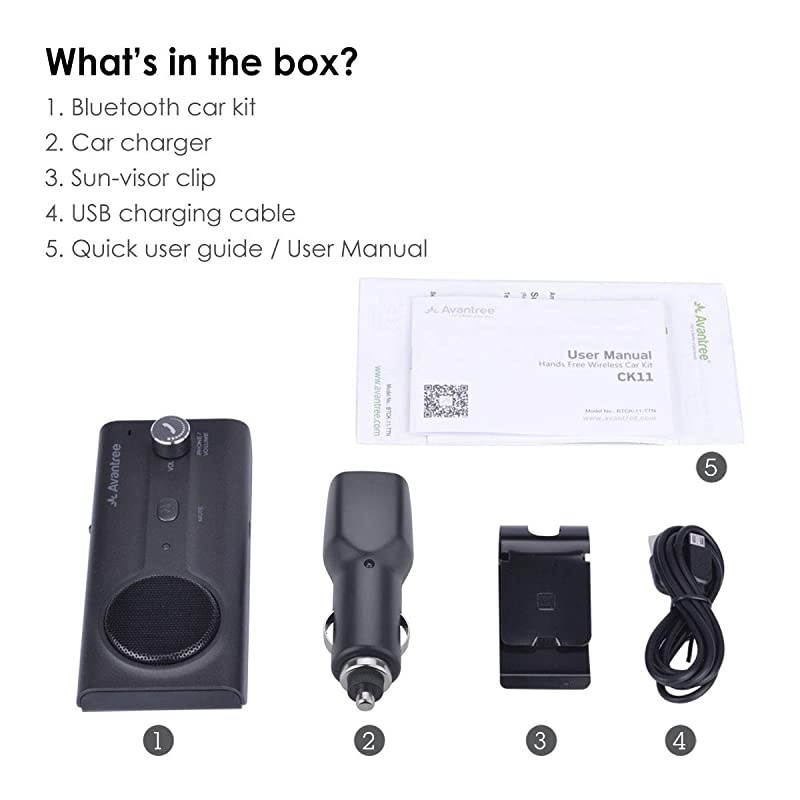 CK11 Car Bluetooth Speaker with Loud Speakerphone Support Siri Google Assistant amp Auto On Off Volume Knob Wireless Car Kit with Visor Clip