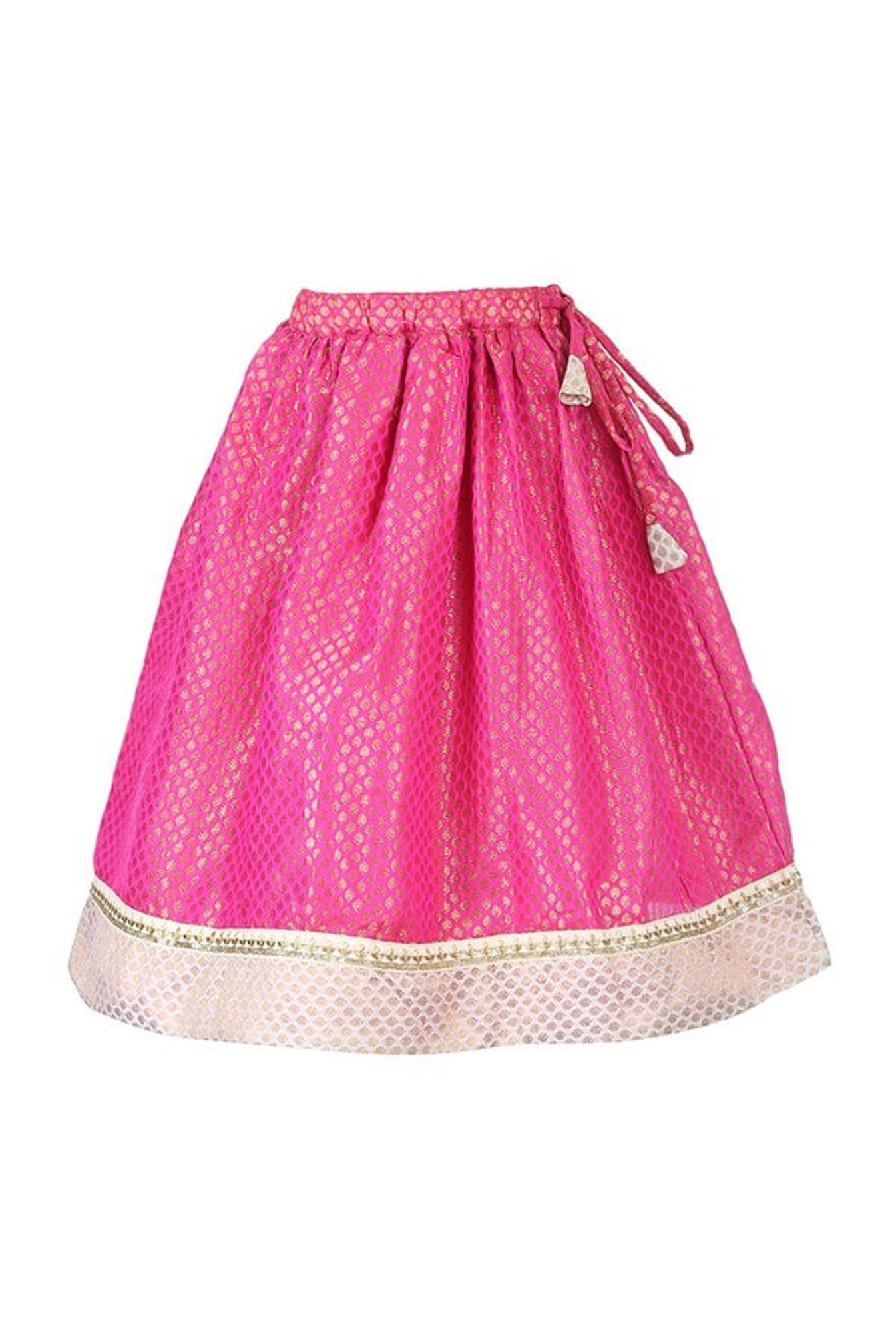 A Little Fable Kids White & Pink Embellished Lehenga Choli