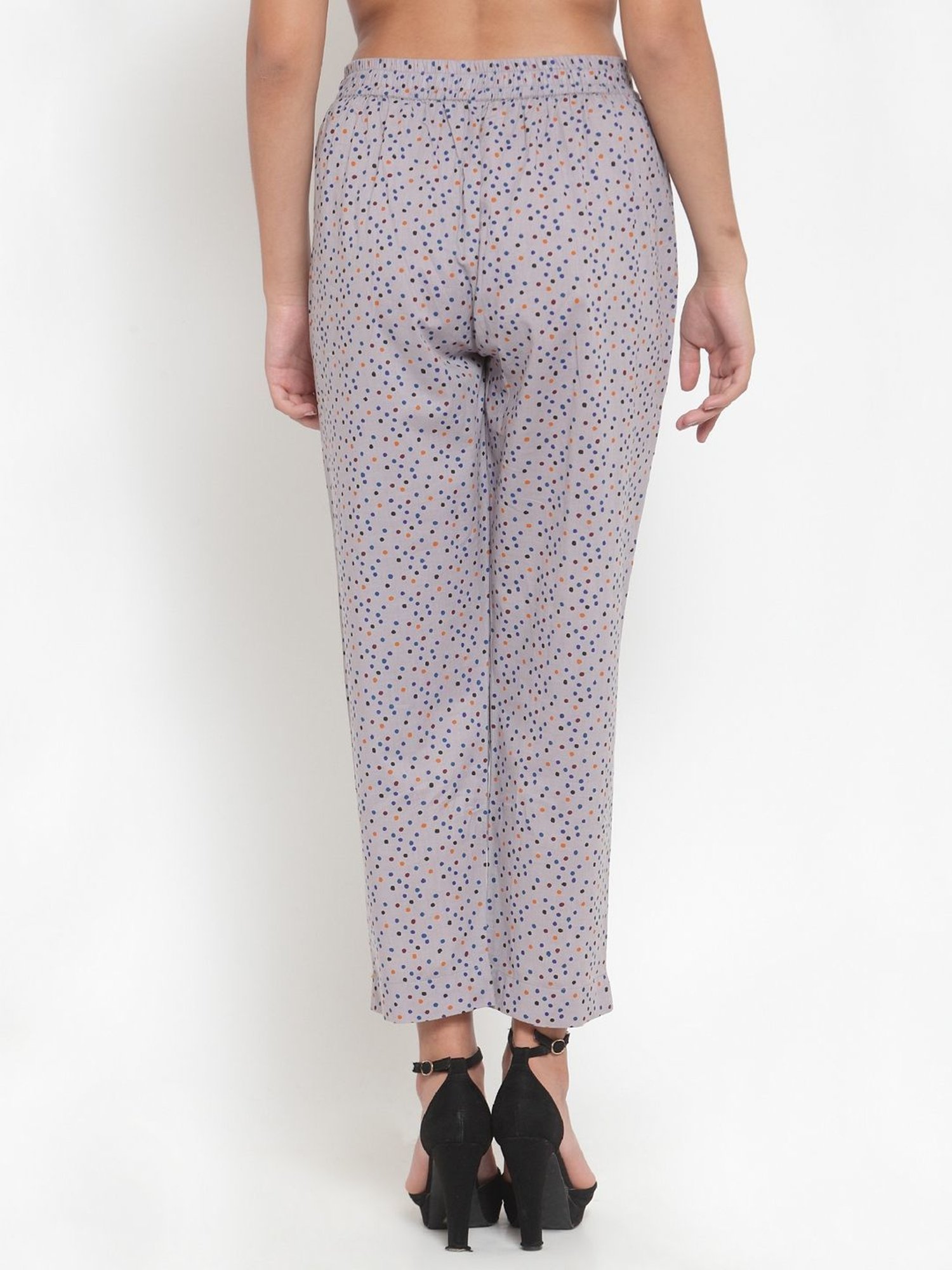Indibelle Grey Cotton Printed Trousers