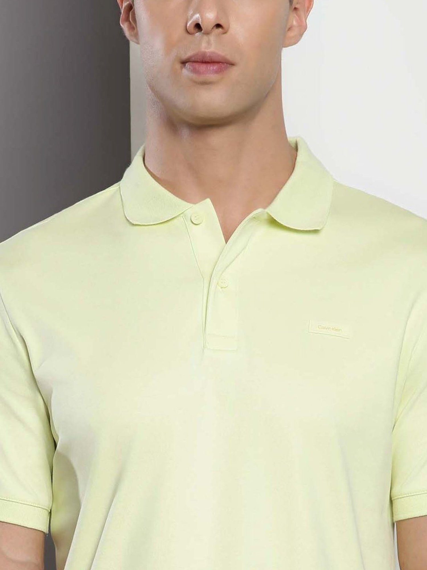 Calvin Klein Luminary Green Cotton Slim Fit Polo T-Shirt