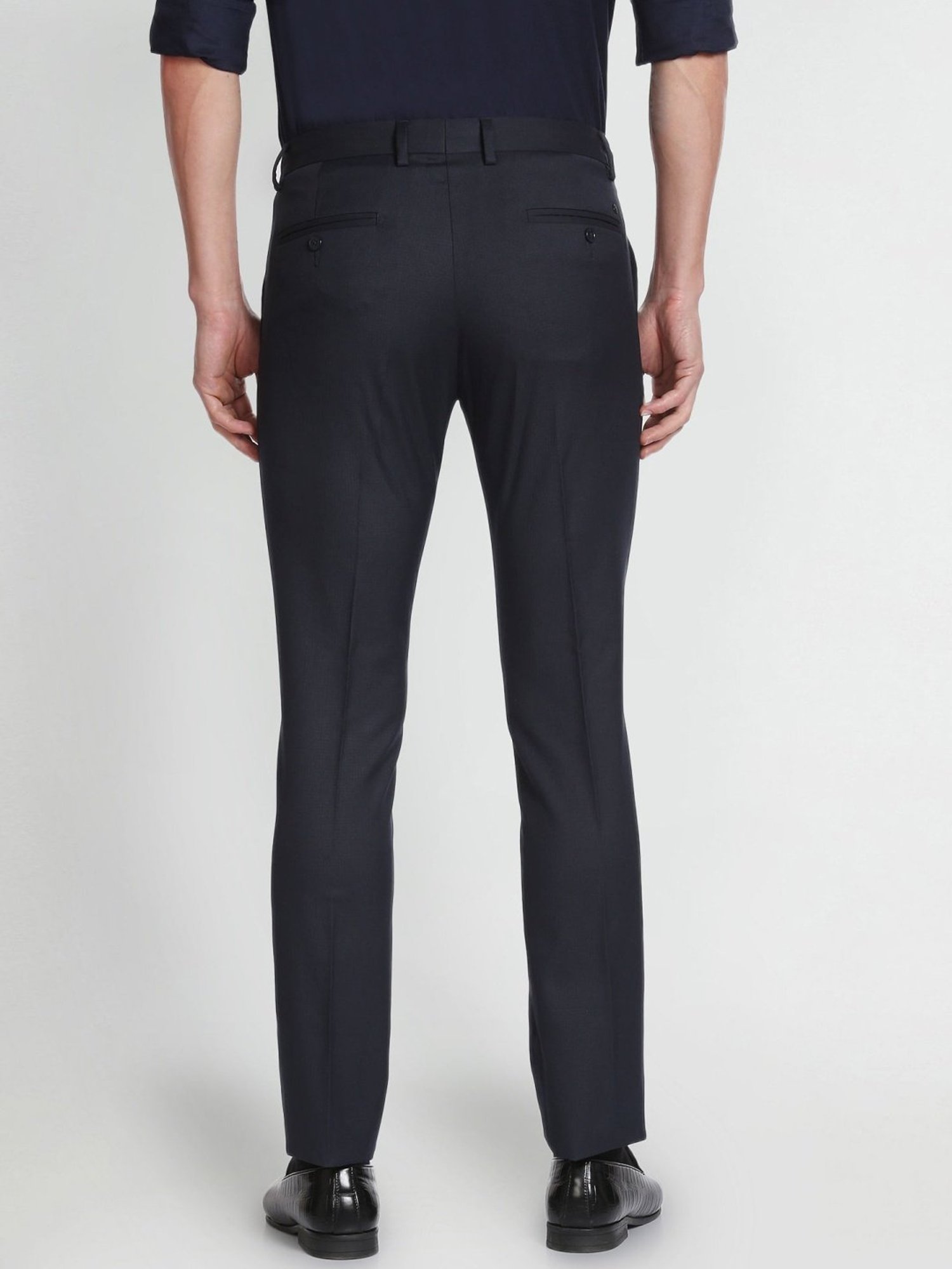 Arrow Navy Regular Fit Texture Trousers