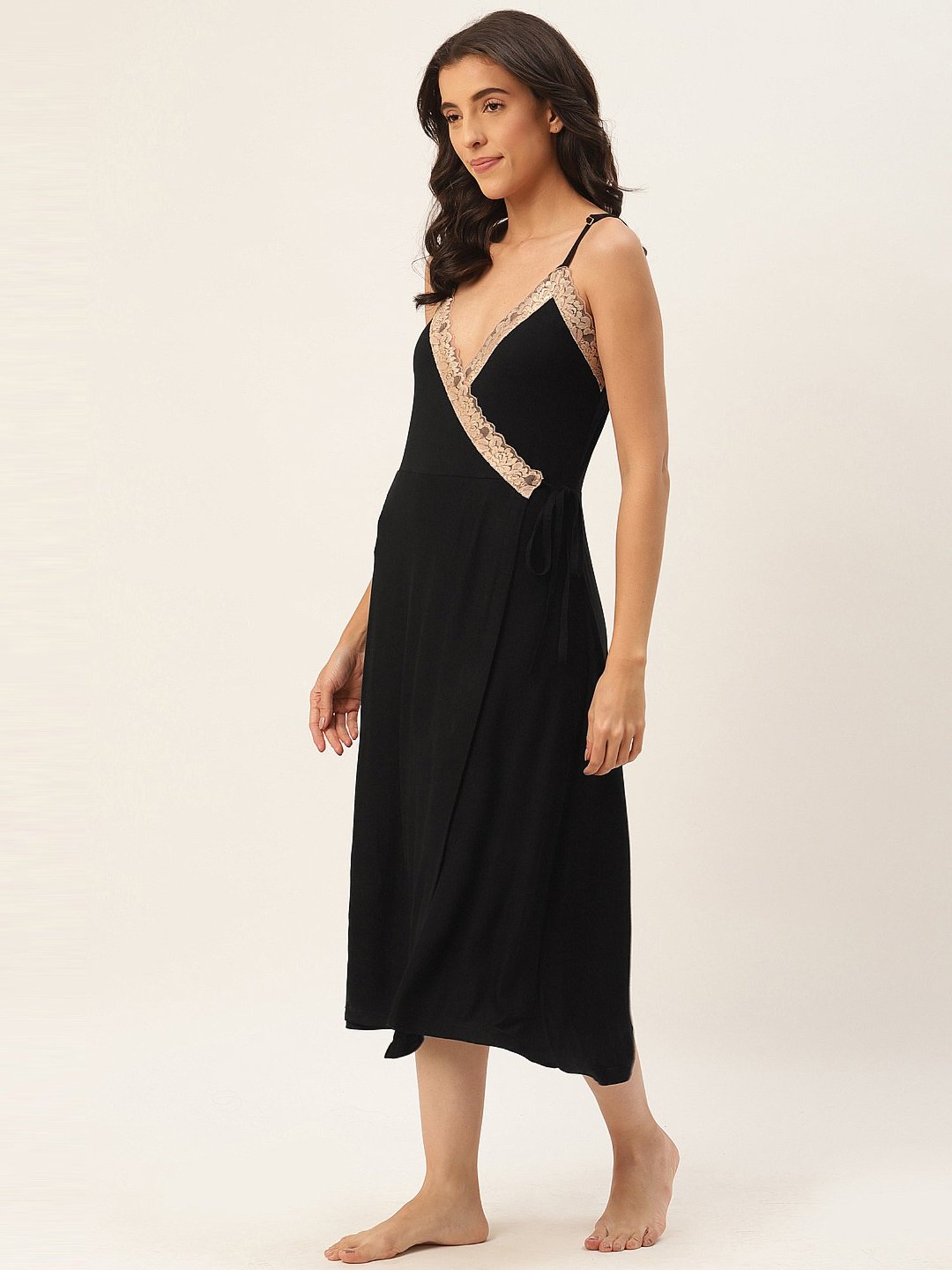 Ms.Lingies Black Lace Work Nighty