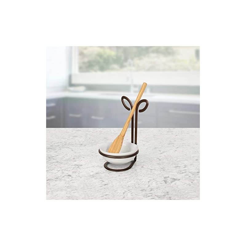 Leaf Ceramic Dish Upright Utensil Holder for Stovetop & Kitchen Organization, Modern Vertical Spoon Rest, Nature-Inspired Kitchen Decor, Bronze