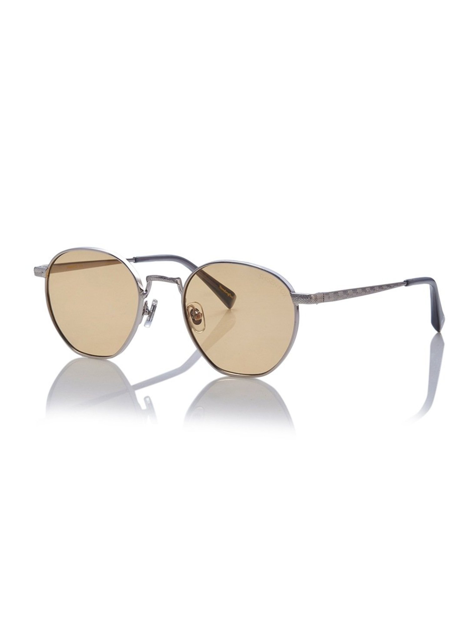 Shisen Fox Tora Gun-Amber Round Unisex UV Protection Sunglasses -50 mm