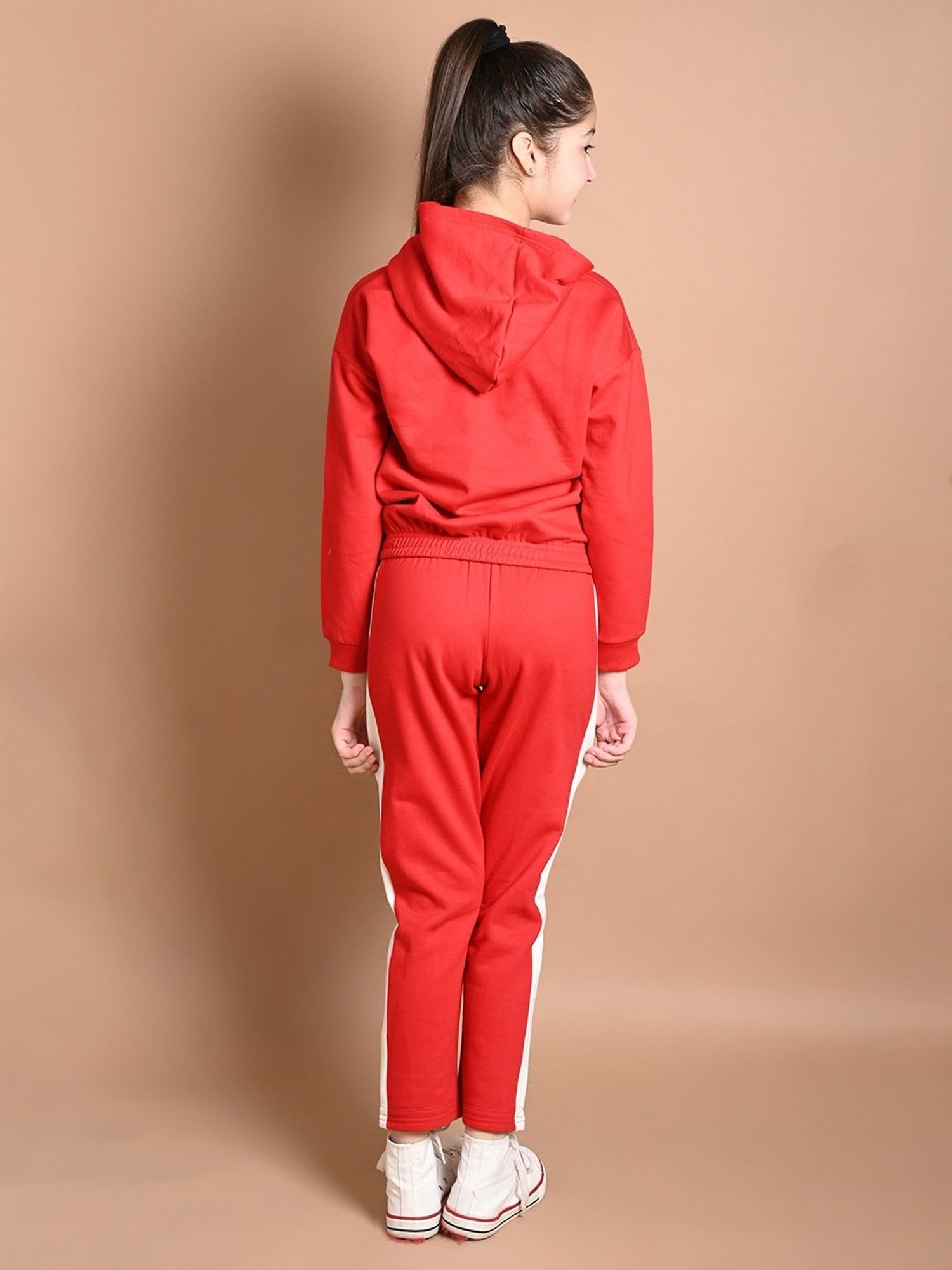 LilPicks Kids Red & White Printed Full Sleeves Sweatshirt Set