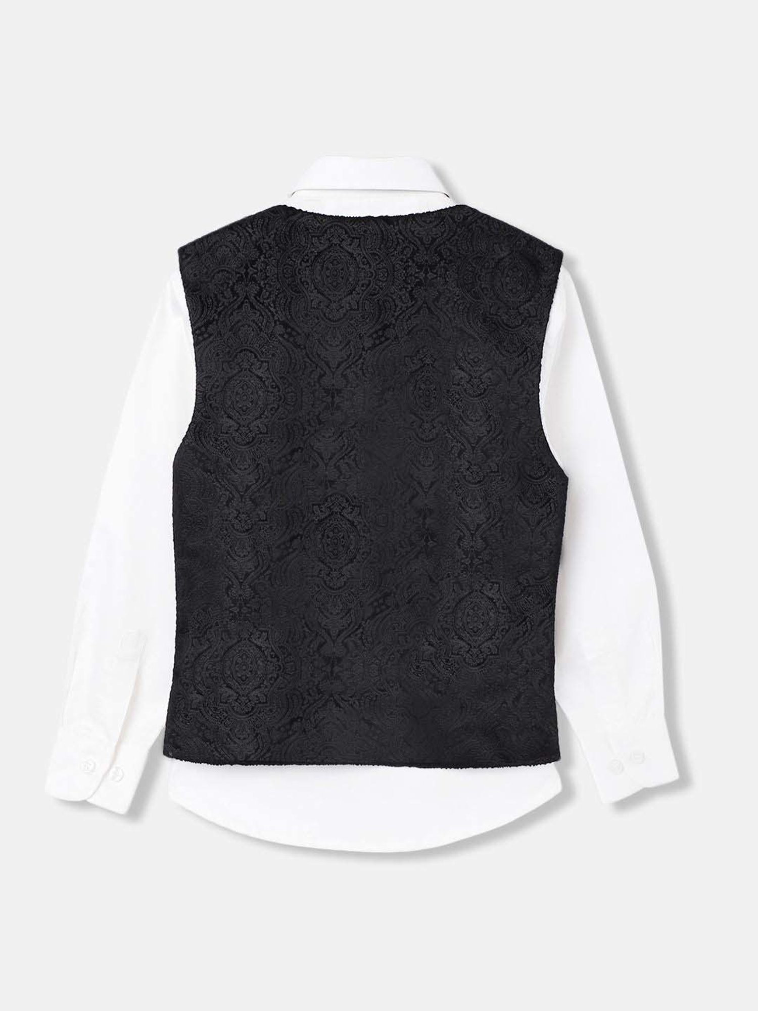 Blue Giraffe Boys Black Textured Full Sleeves Waistcoat Set