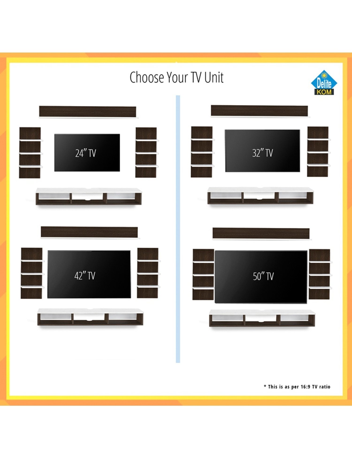 Delite Kom Flex Flowery Wenge & Acacia Dark Engineered Wood TV Entertainment Unit