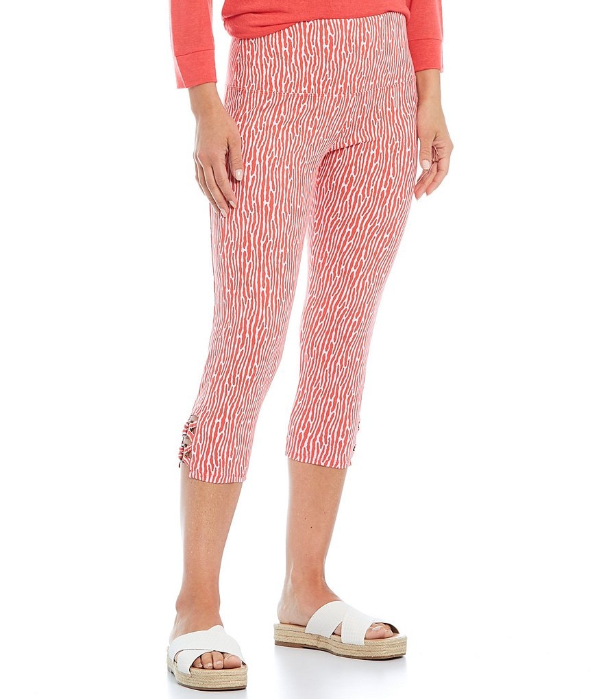 Intro Tortoise Abstract Animal Print Ring Hem Pull-On Capri Pants