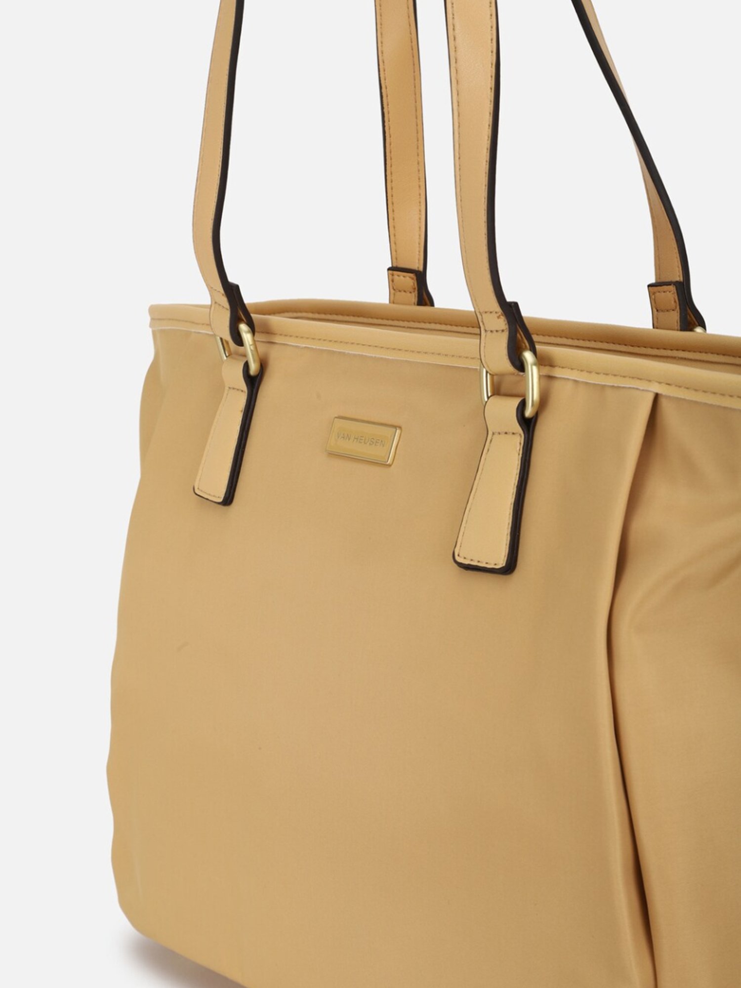 Van Heusen Beige PU Solid Tote Handbag