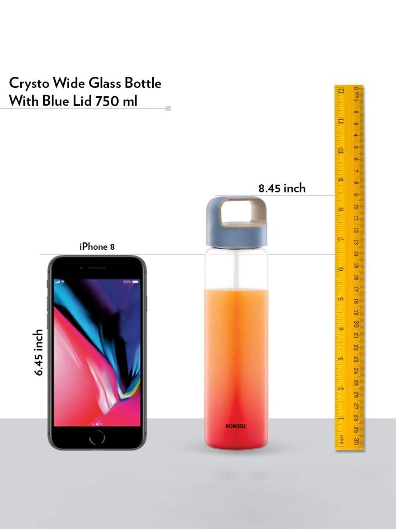 Borosil Water Bottle For Hot & Cold Water (Blue, 750 ml)