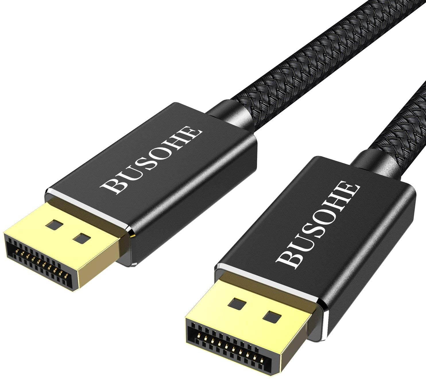 BUSOHE 8K DisplayPort 1.4 Cable 10 Feet Braided DisplayPort (DP) to DisplayPort (DP) Cable Supports 8K@60Hz 4K@144Hz 2K@165Hz 1080P@240Hz HBR3 32.4Gbps HDCP 2.2 HDR - 10FT