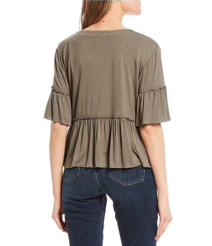 Originality Short Sleeve Boho Peplum Top