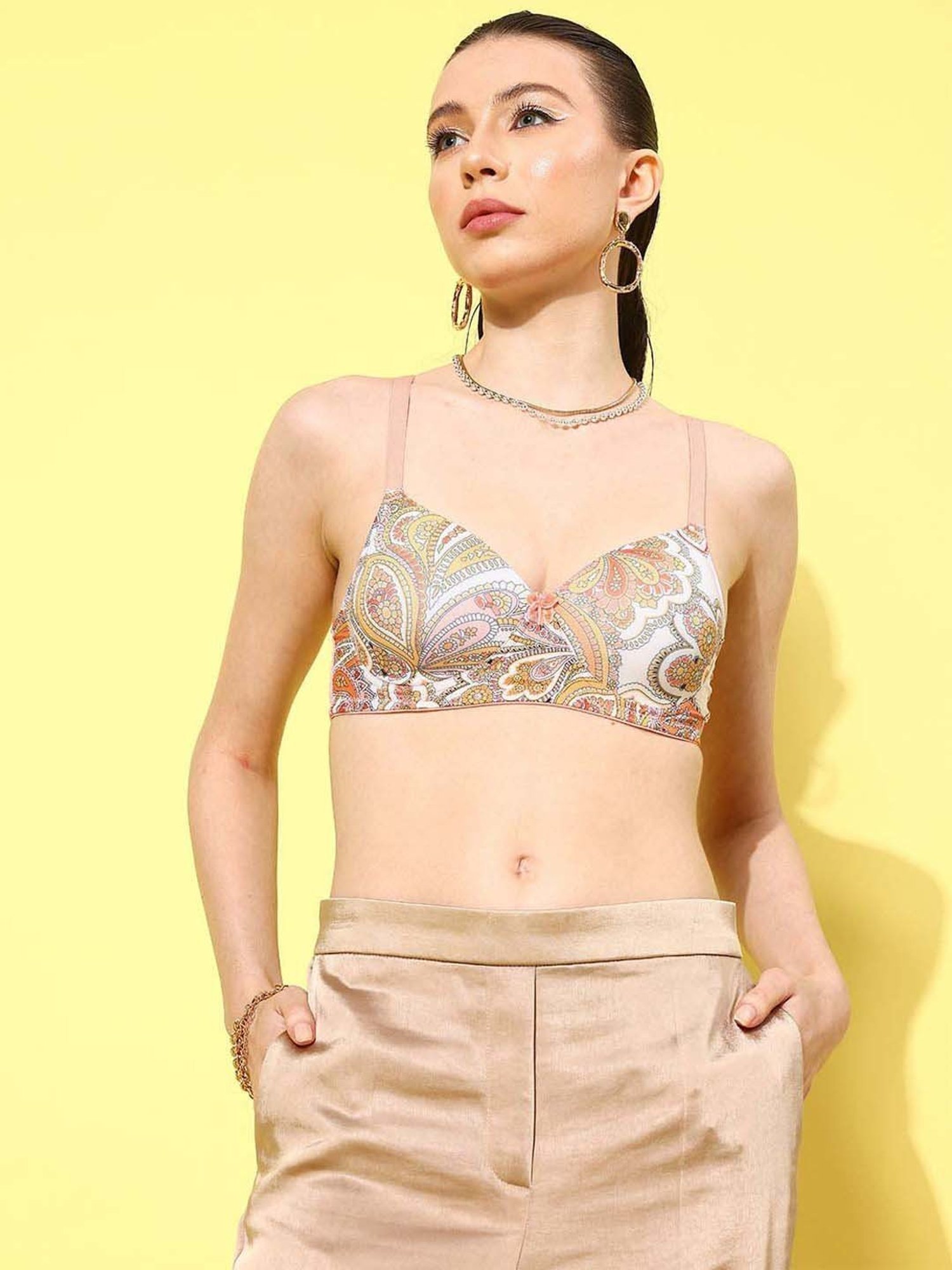 Leading Lady Cream Printed T-Shirt Bra