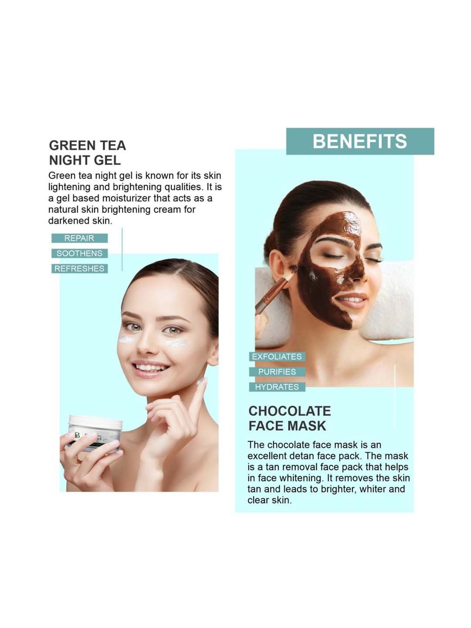 The Beauty Sailor Green Tea Night Gel Cream & Chocolate Face Mask