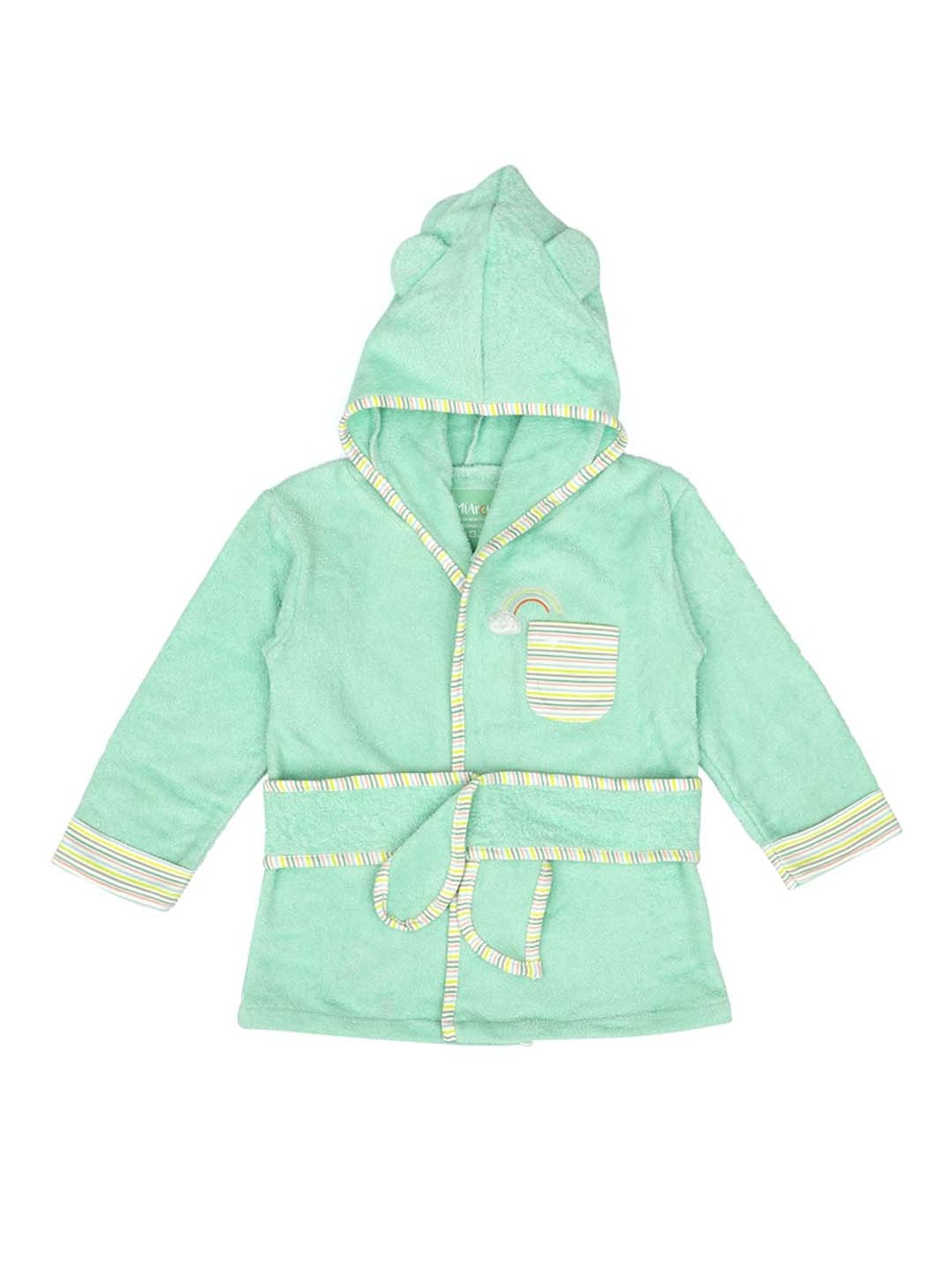 Creeva Melodious Black & Turkish Micro Terry 225 GSM Kids Hooded Bathrobe 4-5 Years With Pocket