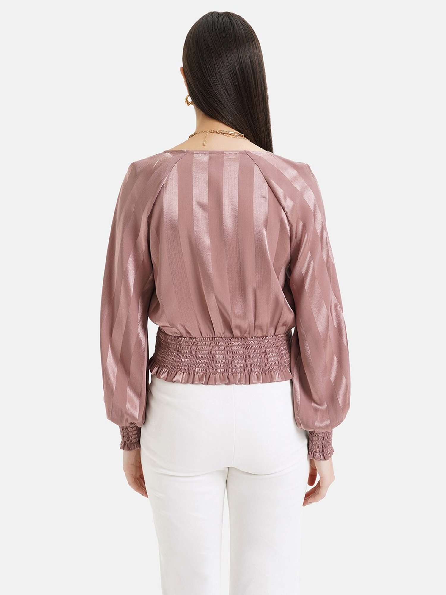 Kazo Pink Stripes Wrap Top